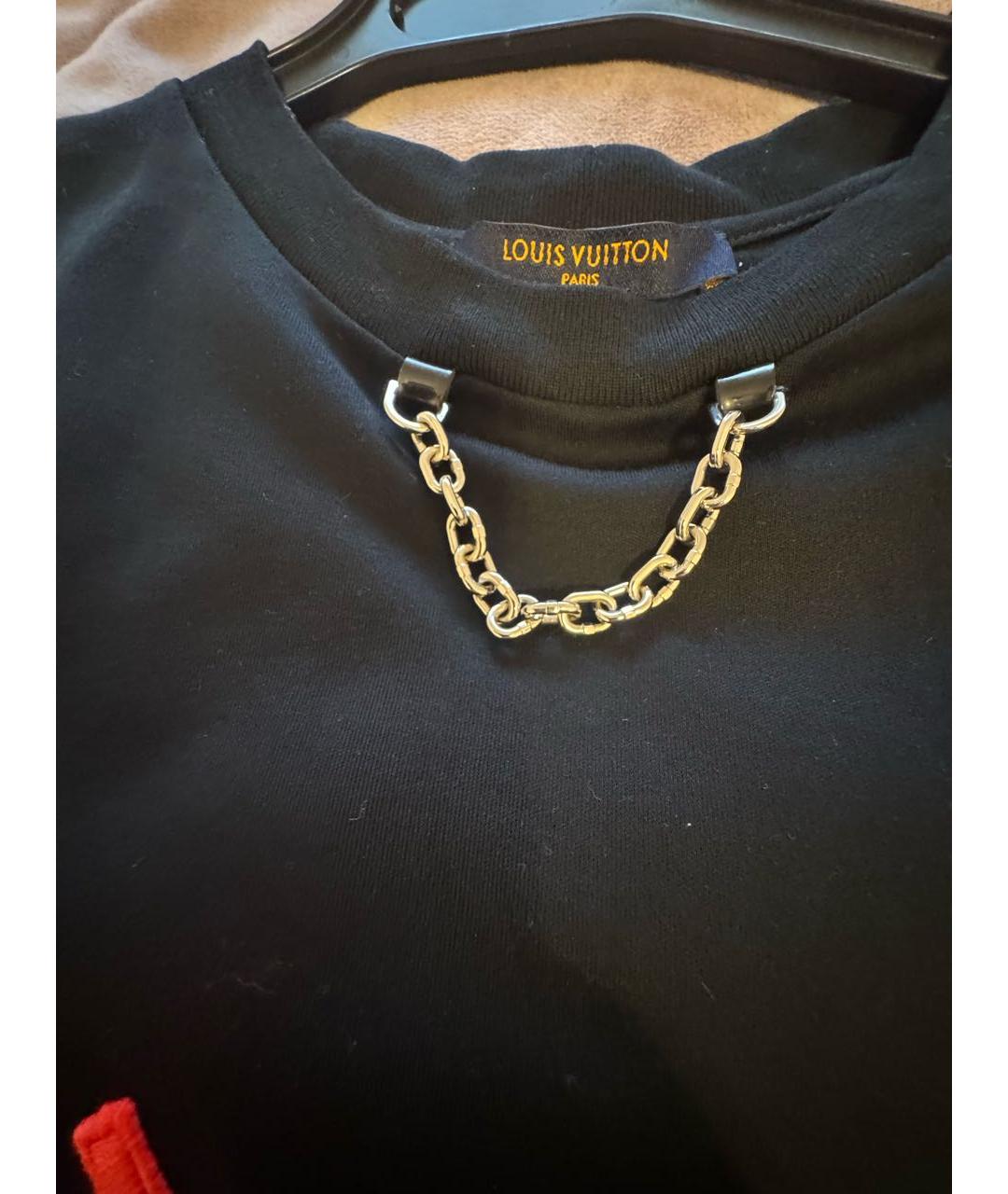 LOUIS VUITTON Черная хлопко-эластановая футболка, фото 3