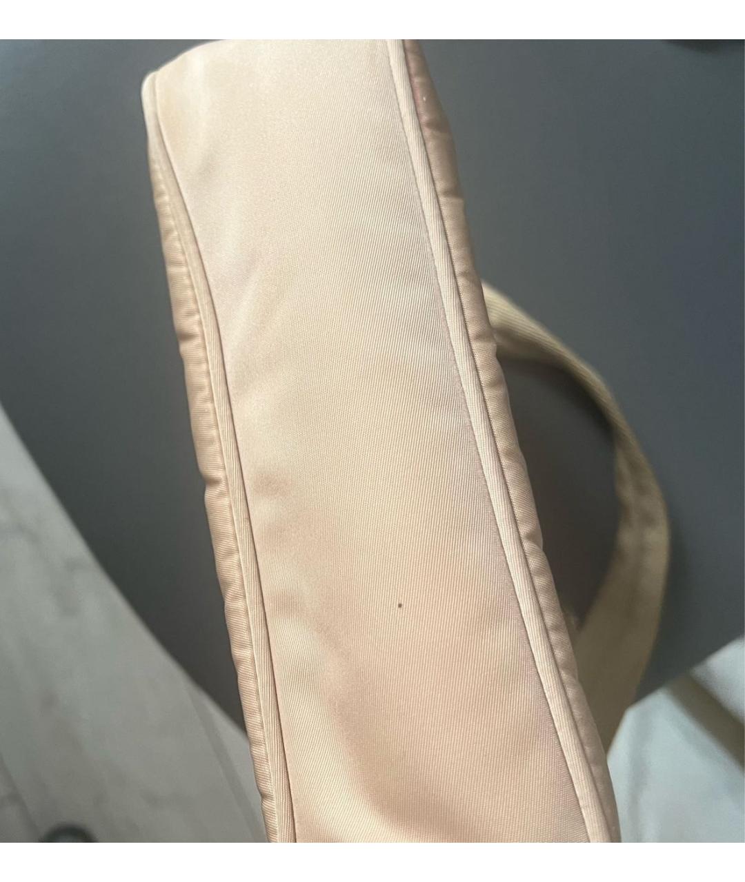 PRADA Бежевая тканевая сумка с короткими ручками, фото 5