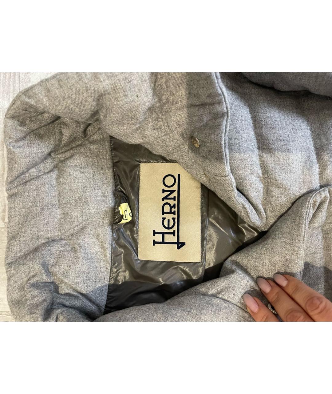 HERNO Серый кашемировый пуховик, фото 5