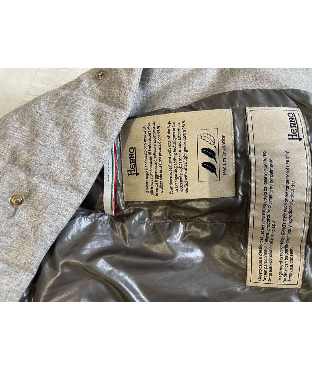 HERNO Серый кашемировый пуховик, фото 4