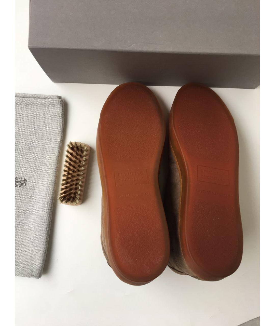 BRUNELLO CUCINELLI Коричневые кожаные высокие кроссовки / кеды, фото 7