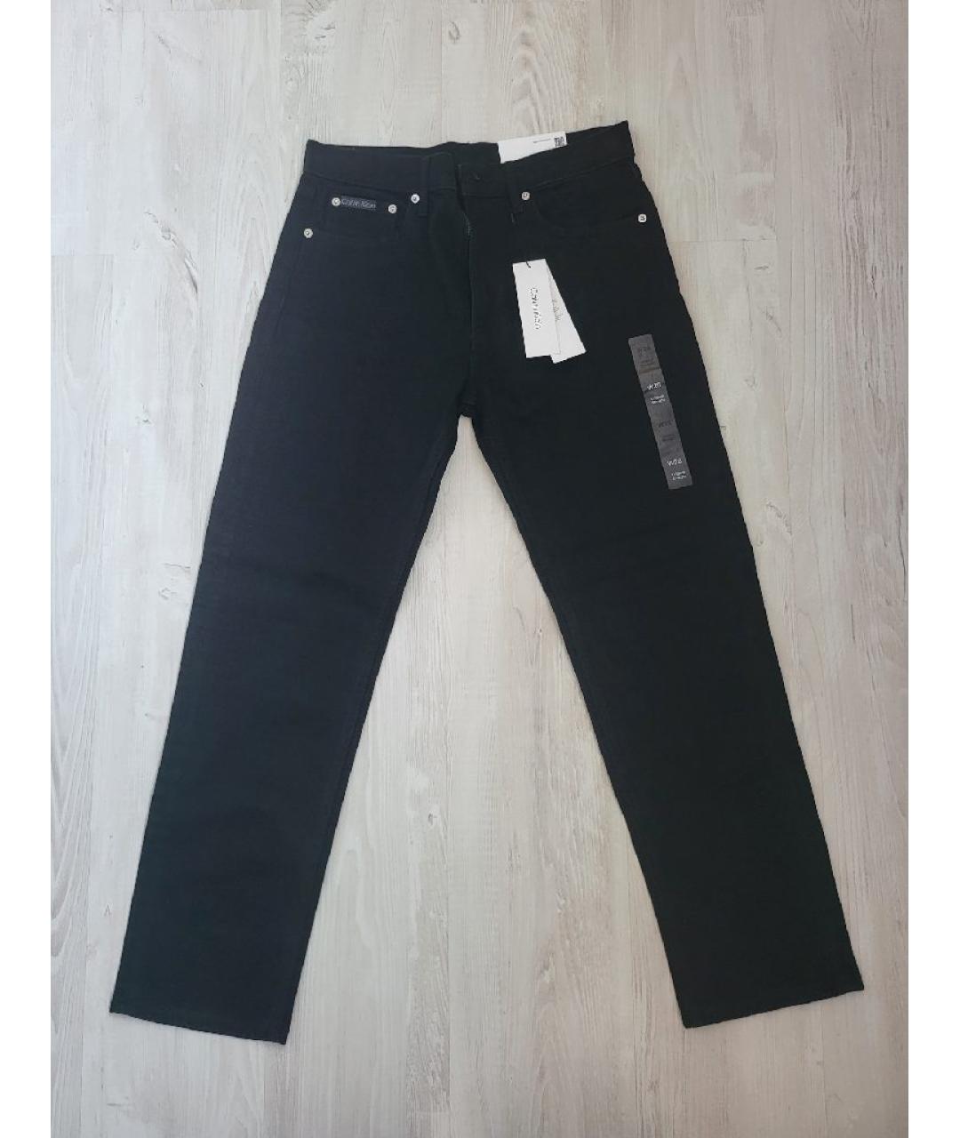 CALVIN KLEIN Черные хлопко-эластановые прямые джинсы, фото 3