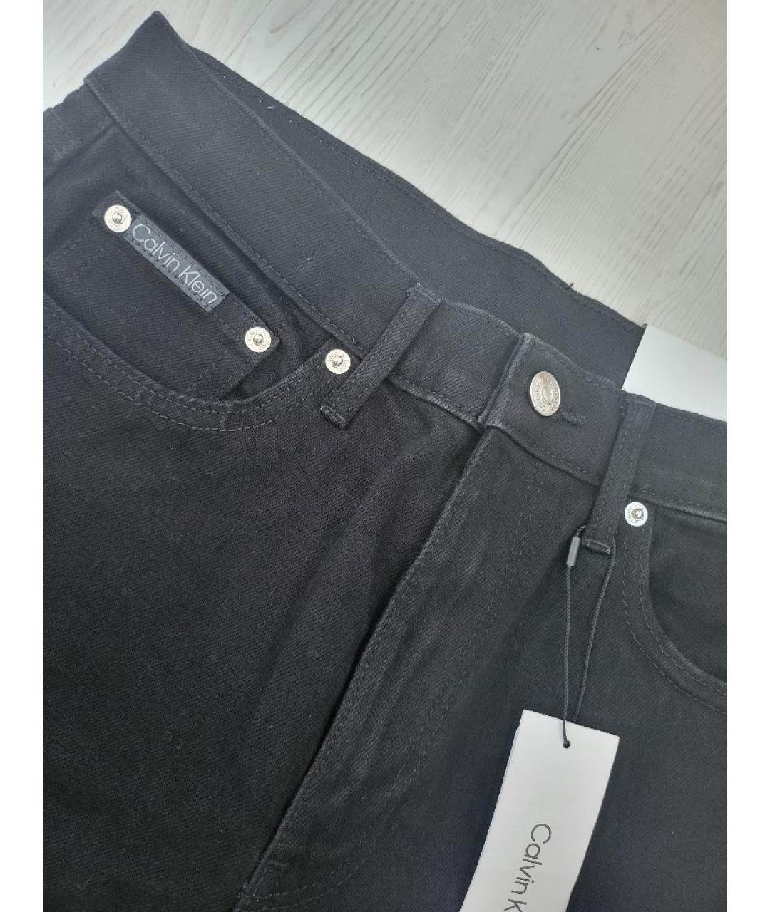 CALVIN KLEIN Черные хлопко-эластановые прямые джинсы, фото 7