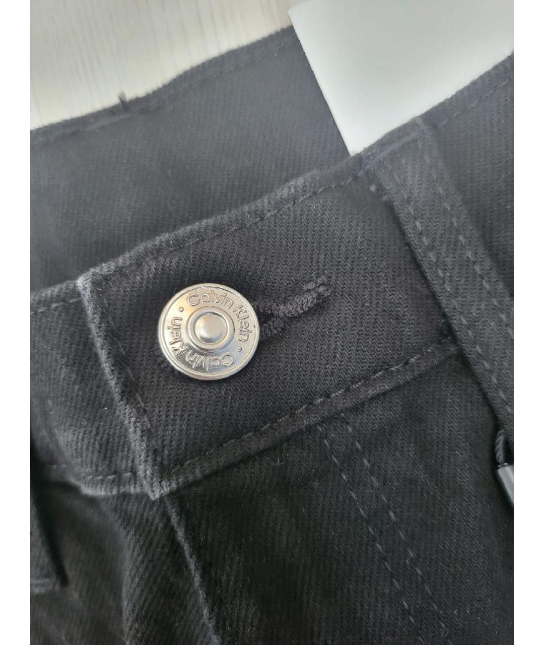 CALVIN KLEIN Черные хлопко-эластановые прямые джинсы, фото 6