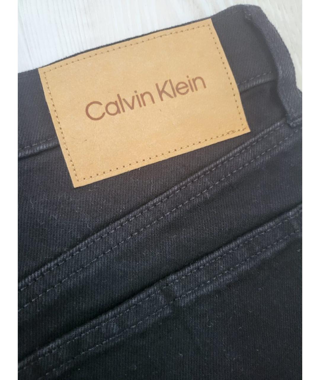 CALVIN KLEIN Черные хлопко-эластановые прямые джинсы, фото 8