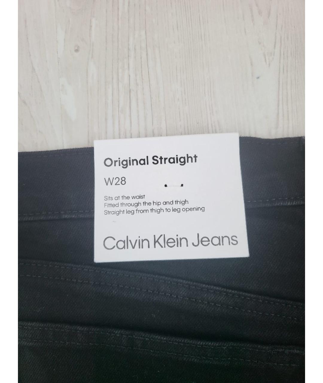 CALVIN KLEIN Черные хлопко-эластановые прямые джинсы, фото 5