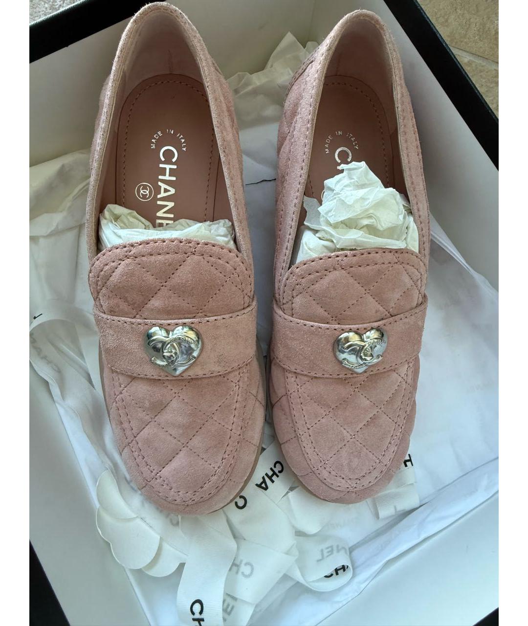 CHANEL Розовые замшевые лоферы, фото 7
