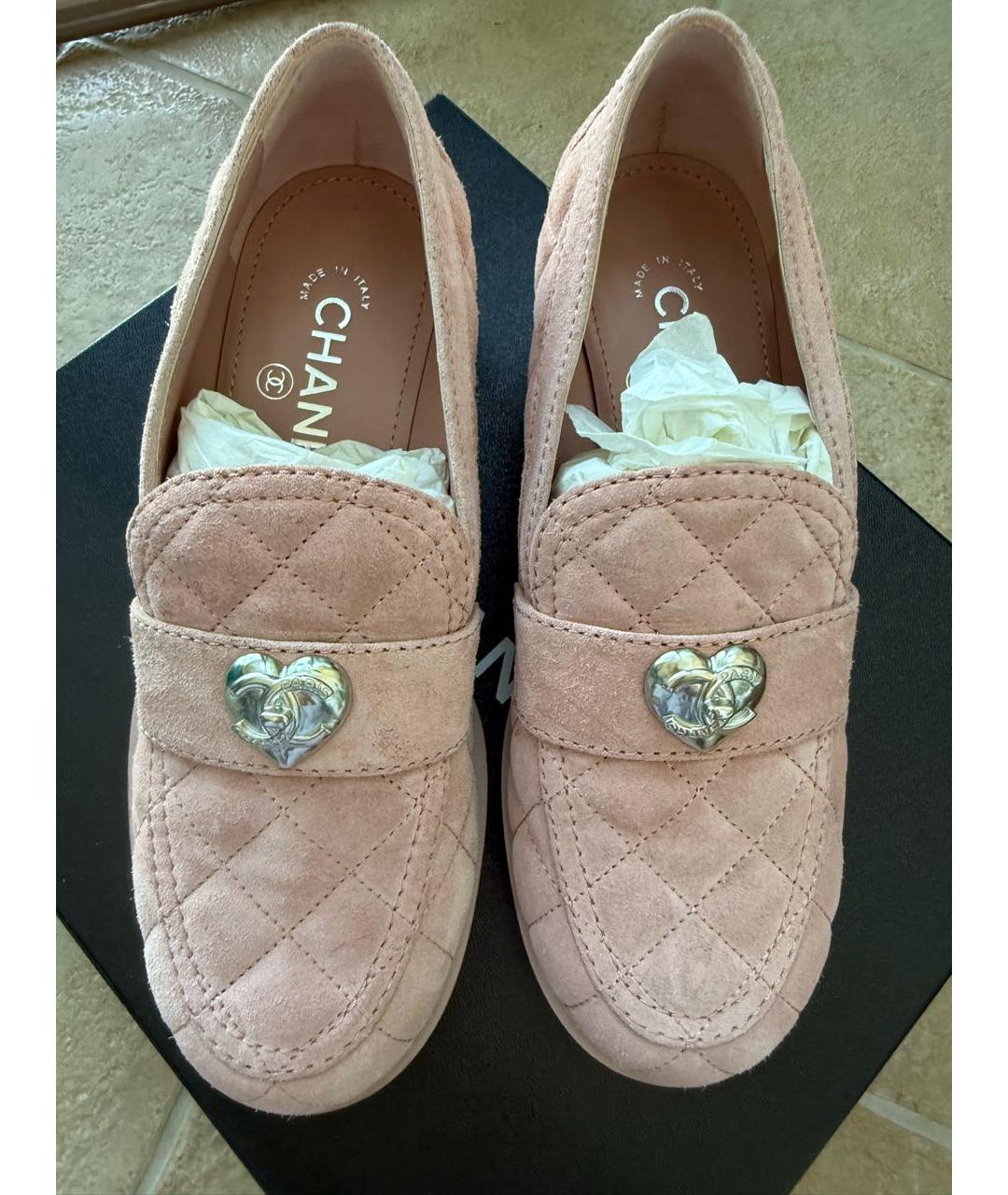 CHANEL Розовые замшевые лоферы, фото 3
