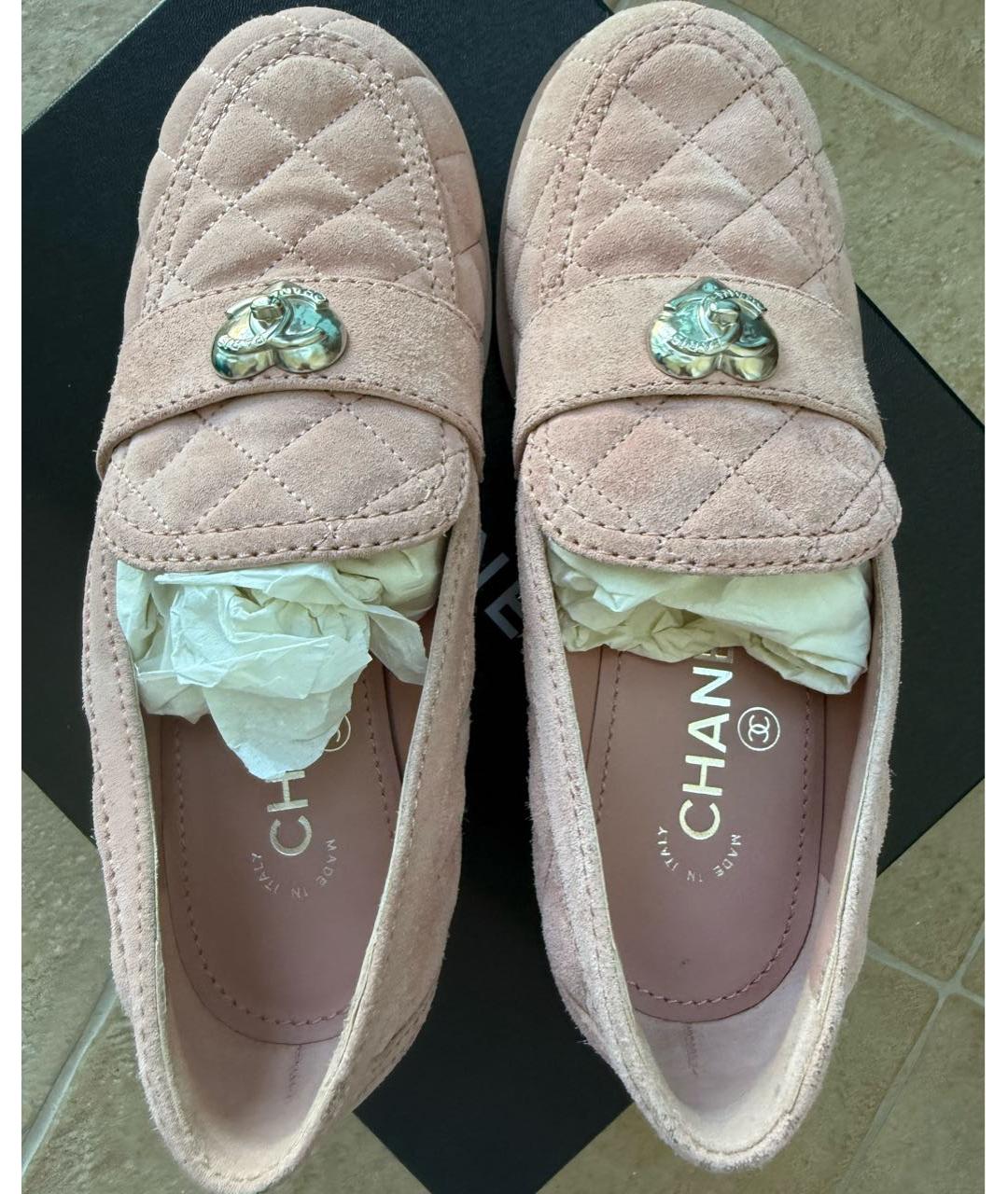CHANEL Розовые замшевые лоферы, фото 2