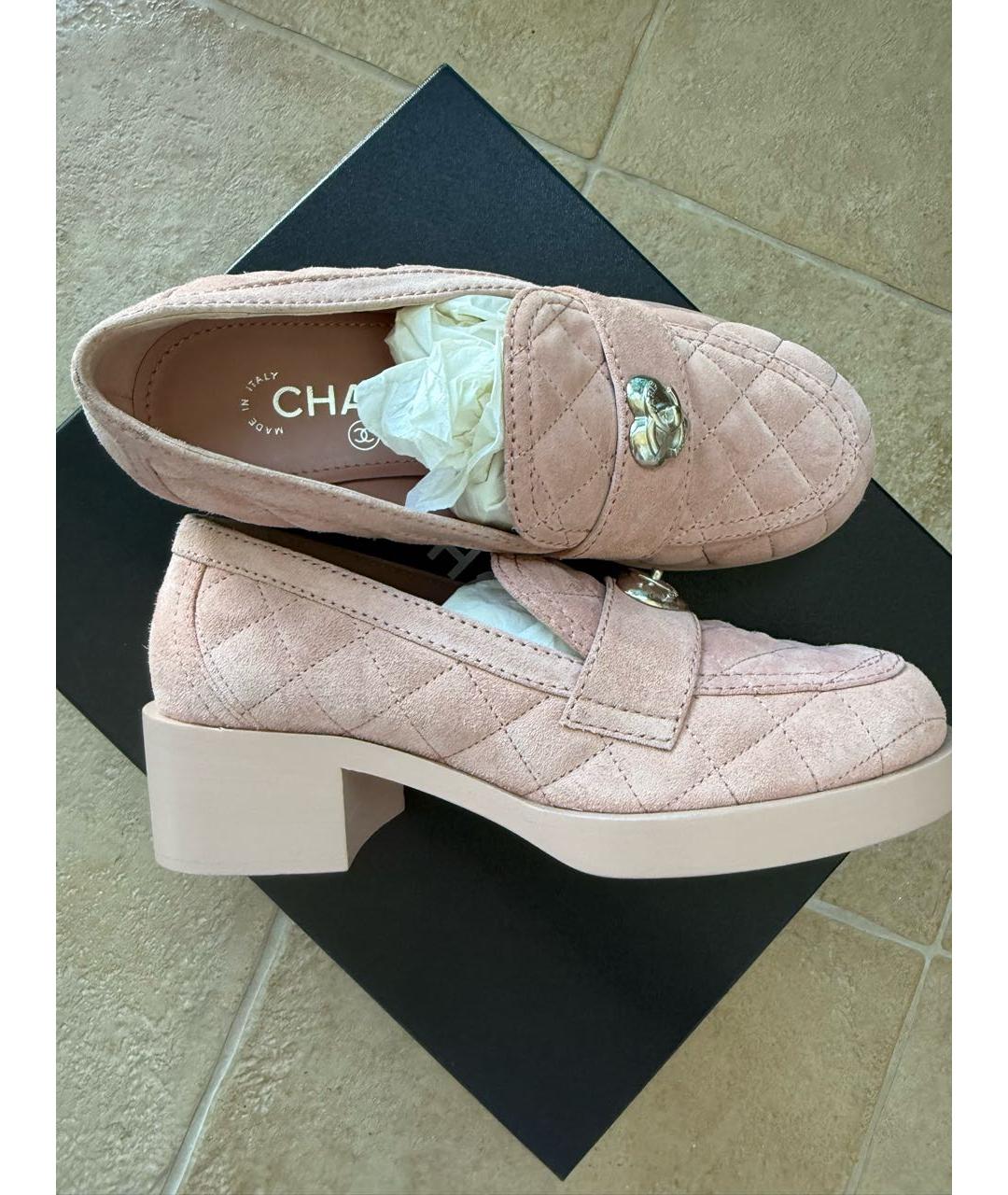 CHANEL Розовые замшевые лоферы, фото 5