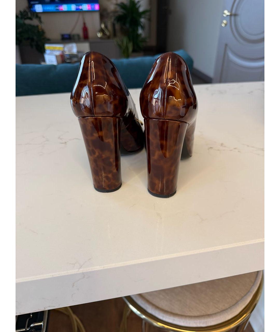 SAINT LAURENT Коричневые туфли из лакированной кожи, фото 3