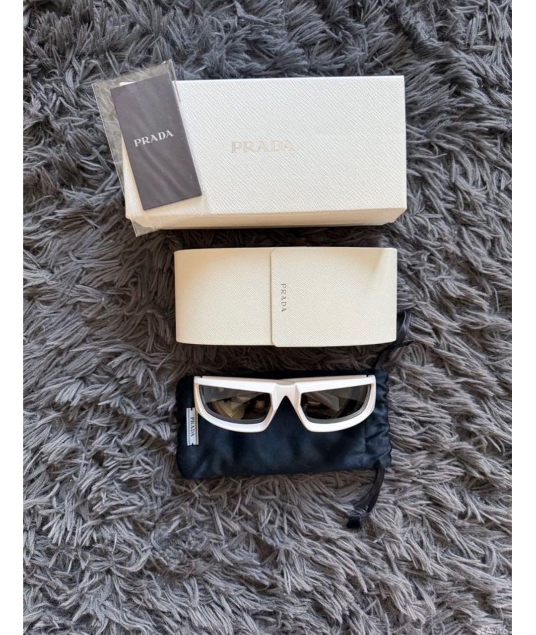 PRADA Белые пластиковые солнцезащитные очки, фото 3