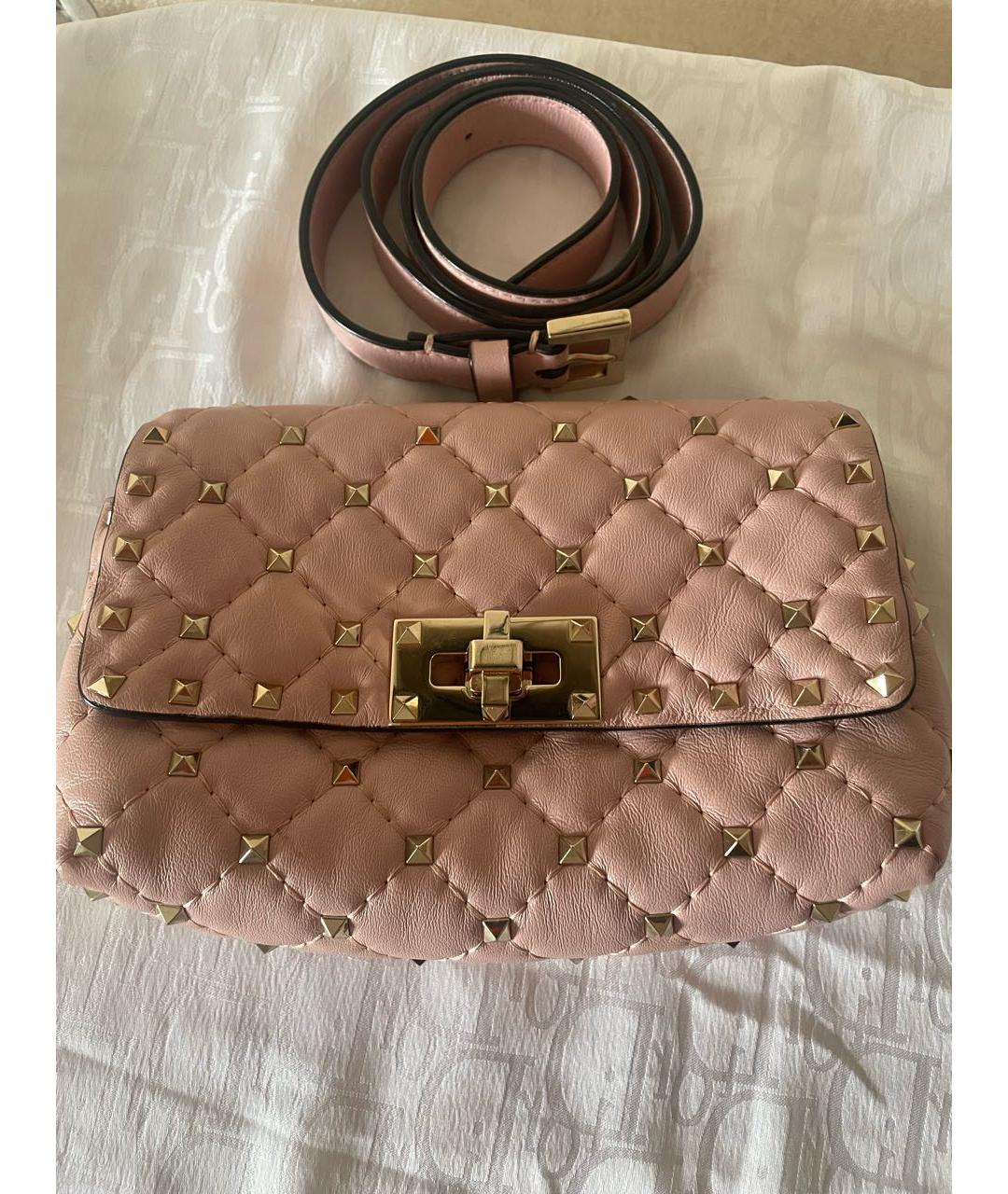 VALENTINO Розовая кожаная поясная сумка, фото 9