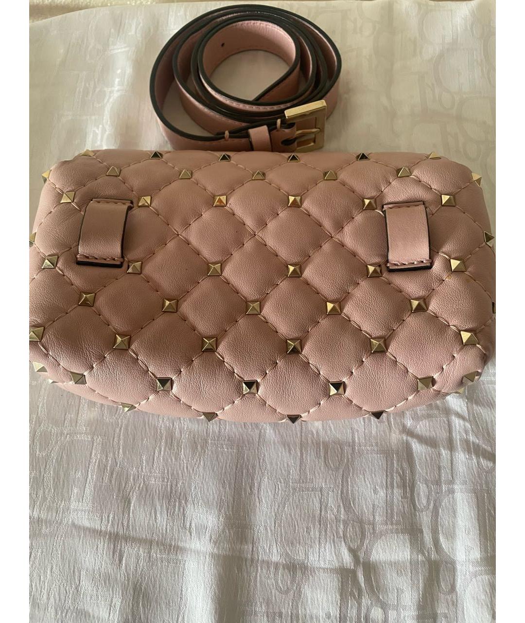 VALENTINO Розовая кожаная поясная сумка, фото 3