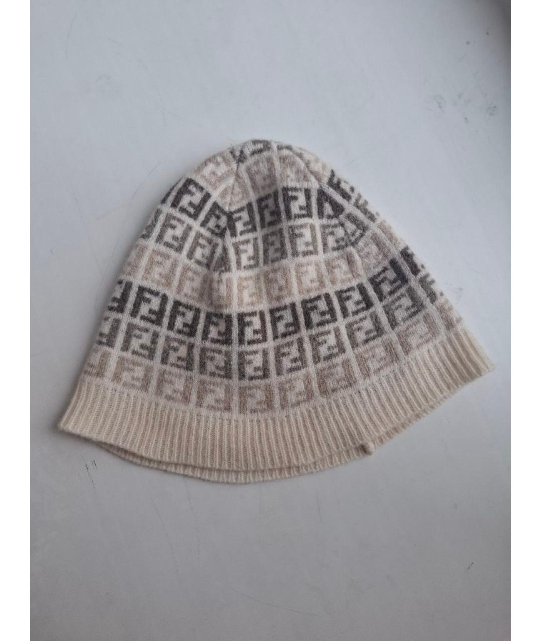 FENDI Бежевая шерстяная шапка, фото 4