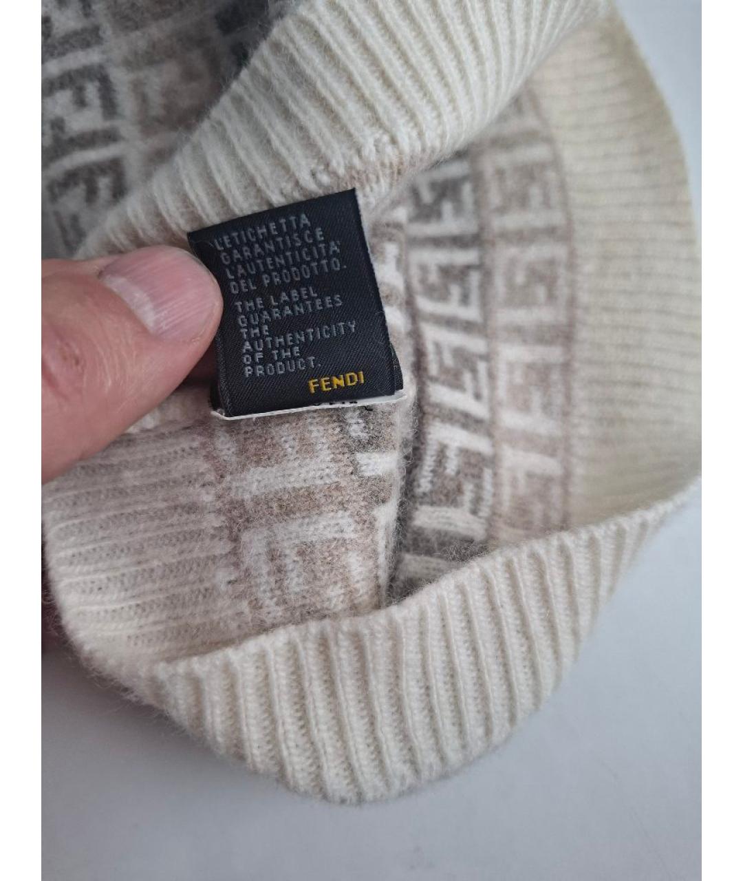 FENDI Бежевая шерстяная шапка, фото 3