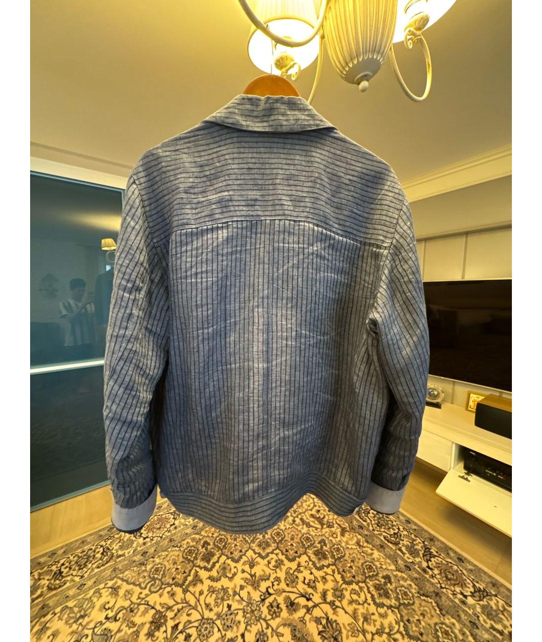BRIONI Темно-синяя льняная куртка, фото 2
