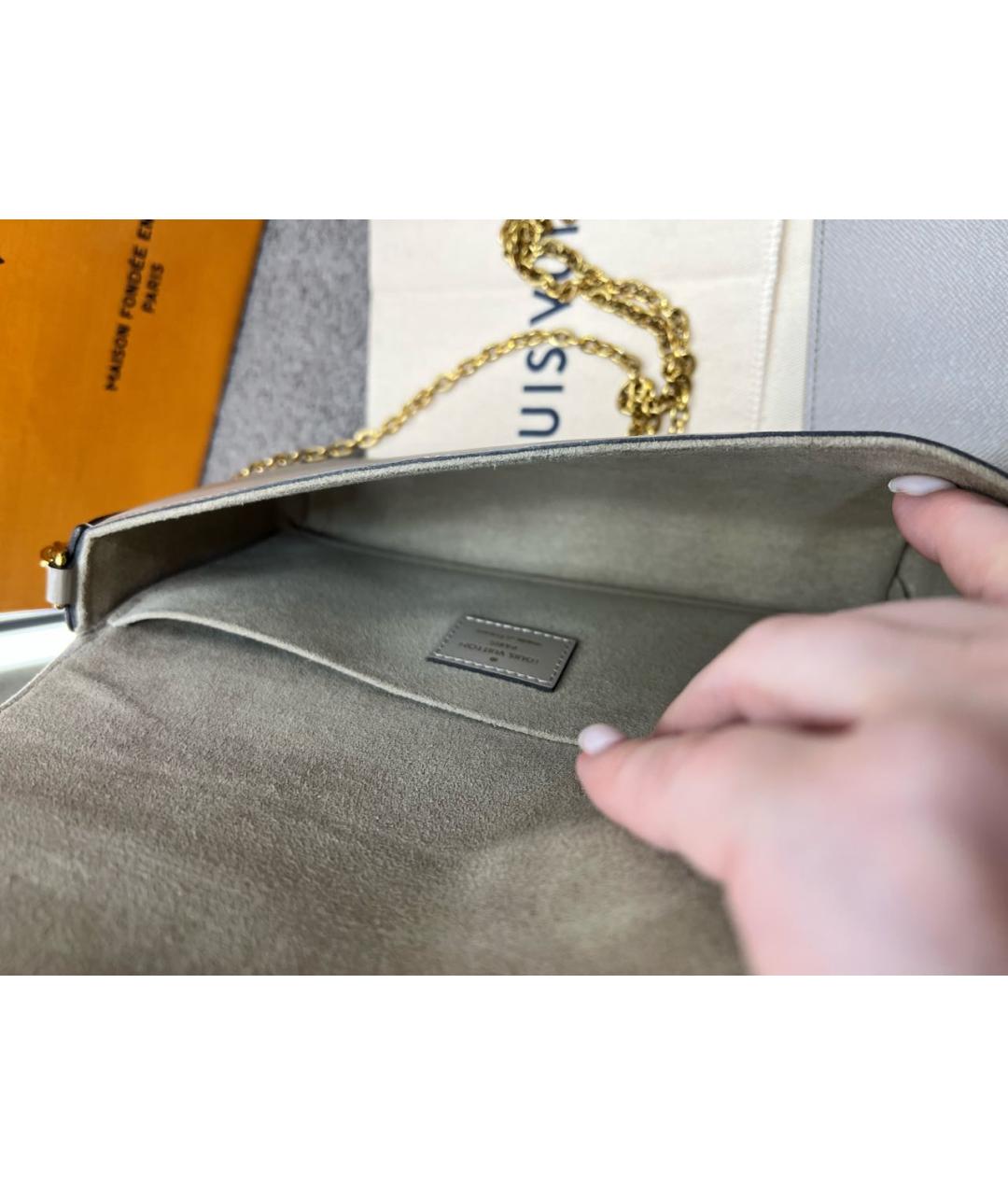 LOUIS VUITTON Бежевая кожаная сумка через плечо, фото 4