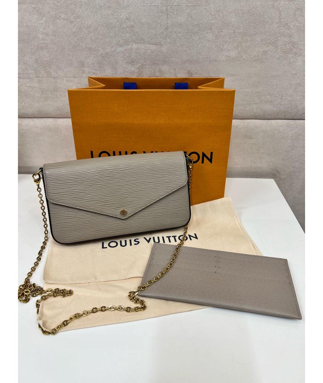 LOUIS VUITTON Бежевая кожаная сумка через плечо, фото 7