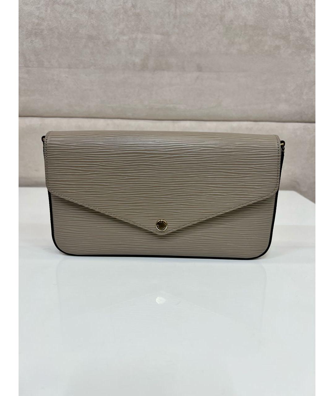 LOUIS VUITTON Бежевая кожаная сумка через плечо, фото 9