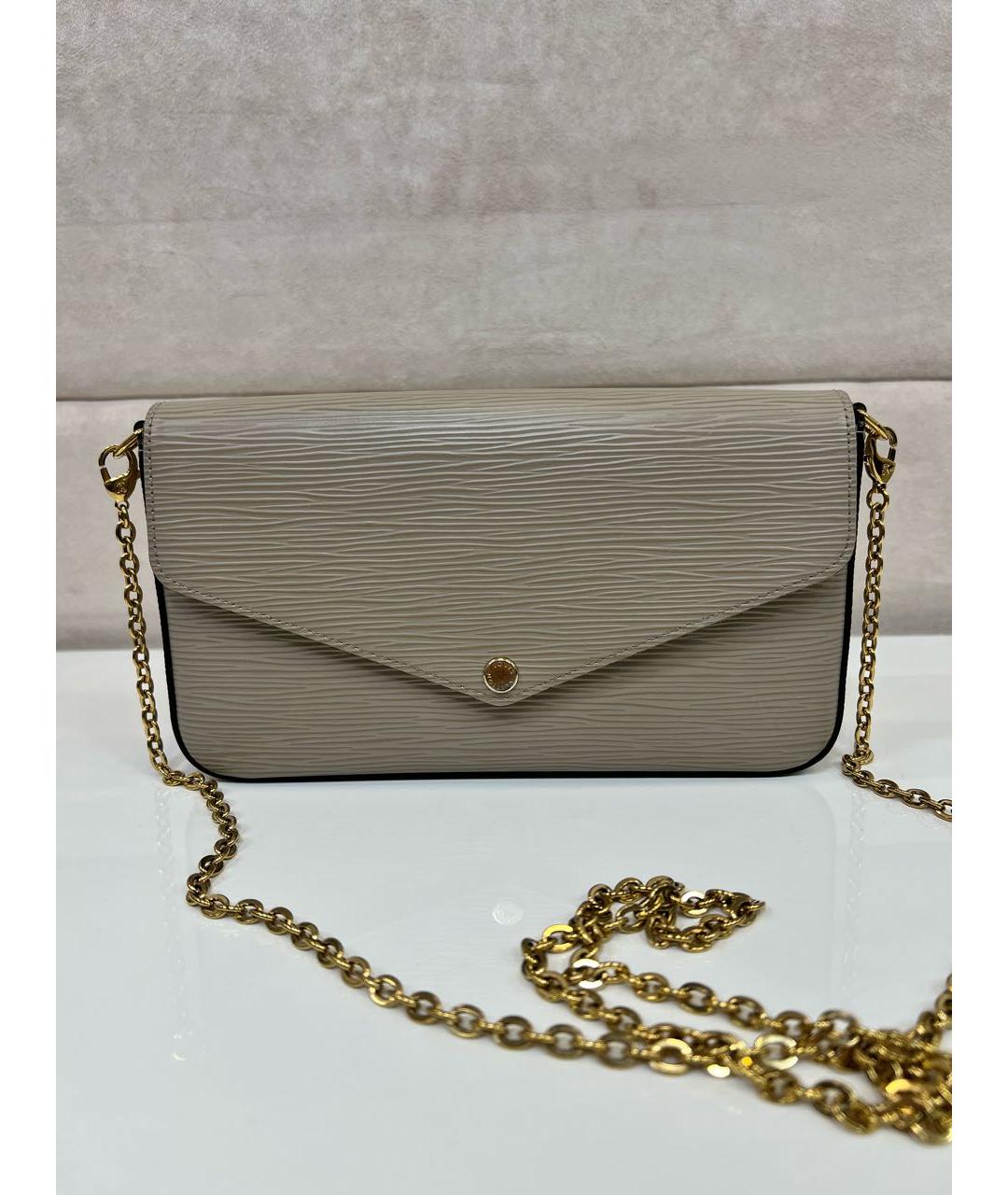 LOUIS VUITTON Бежевая кожаная сумка через плечо, фото 2