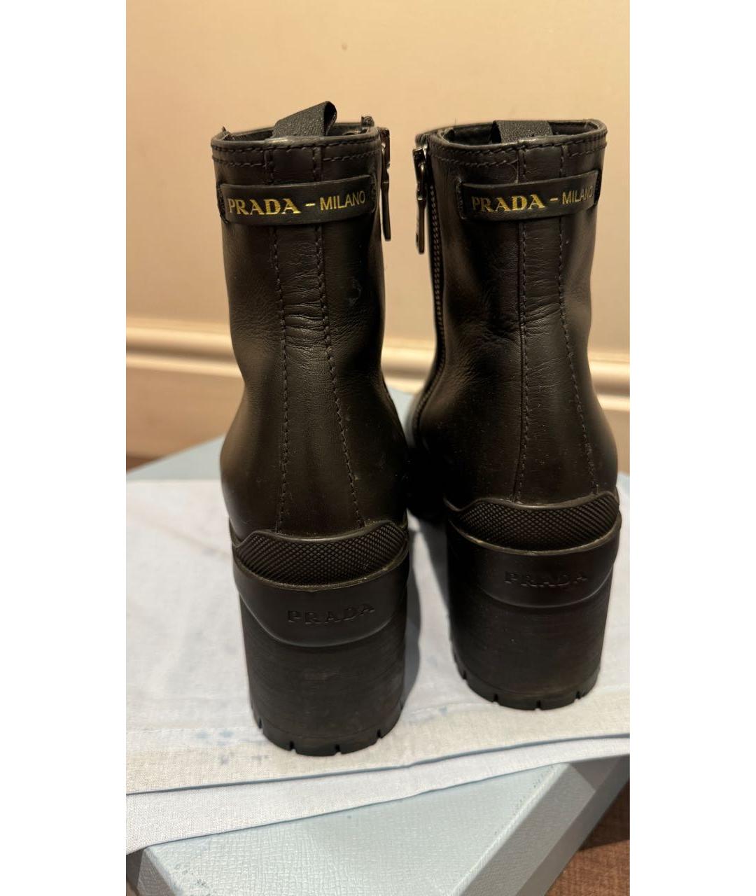 PRADA Черные кожаные ботинки, фото 2