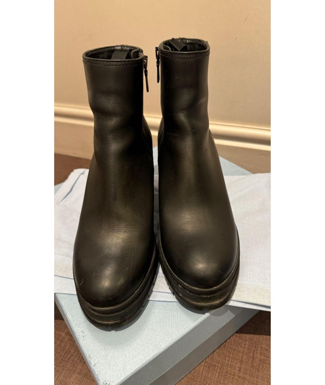 PRADA Черные кожаные ботинки, фото 3