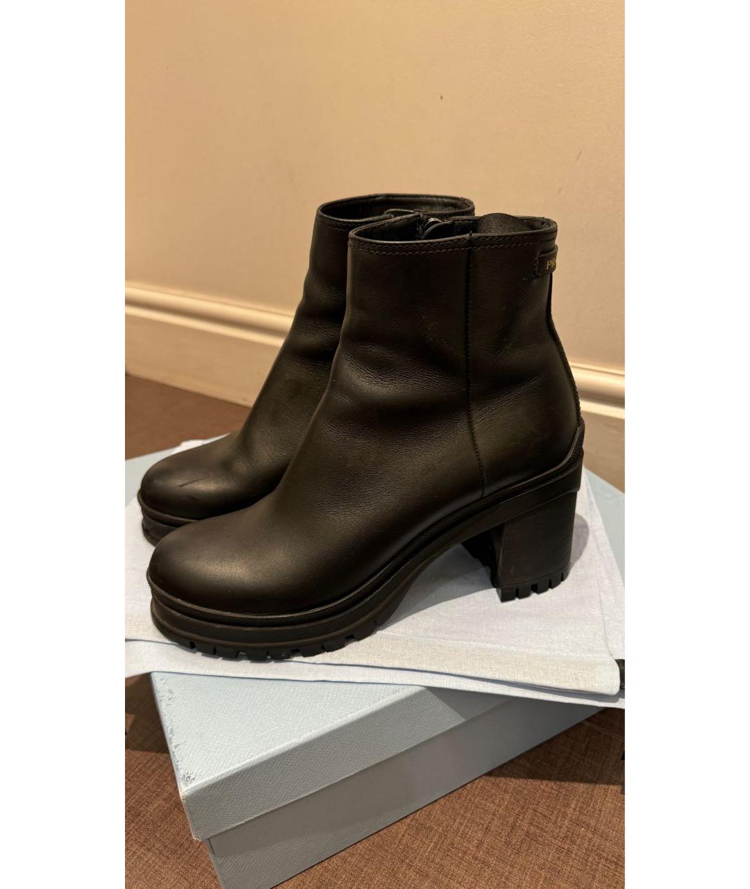 PRADA Черные кожаные ботинки, фото 9