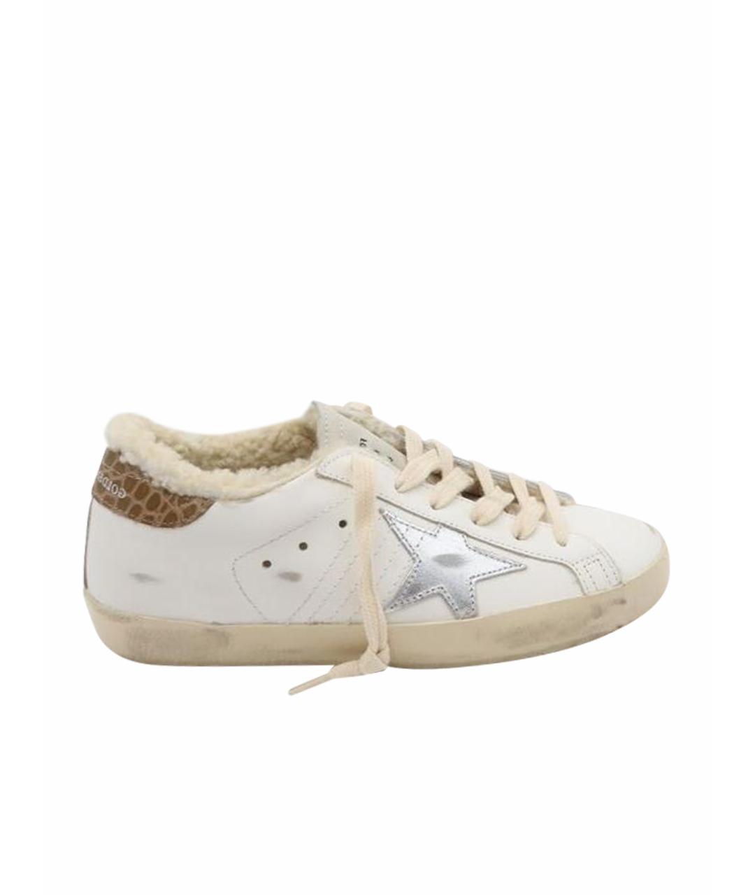 GOLDEN GOOSE DELUXE BRAND Бежевые кожаные кеды, фото 1