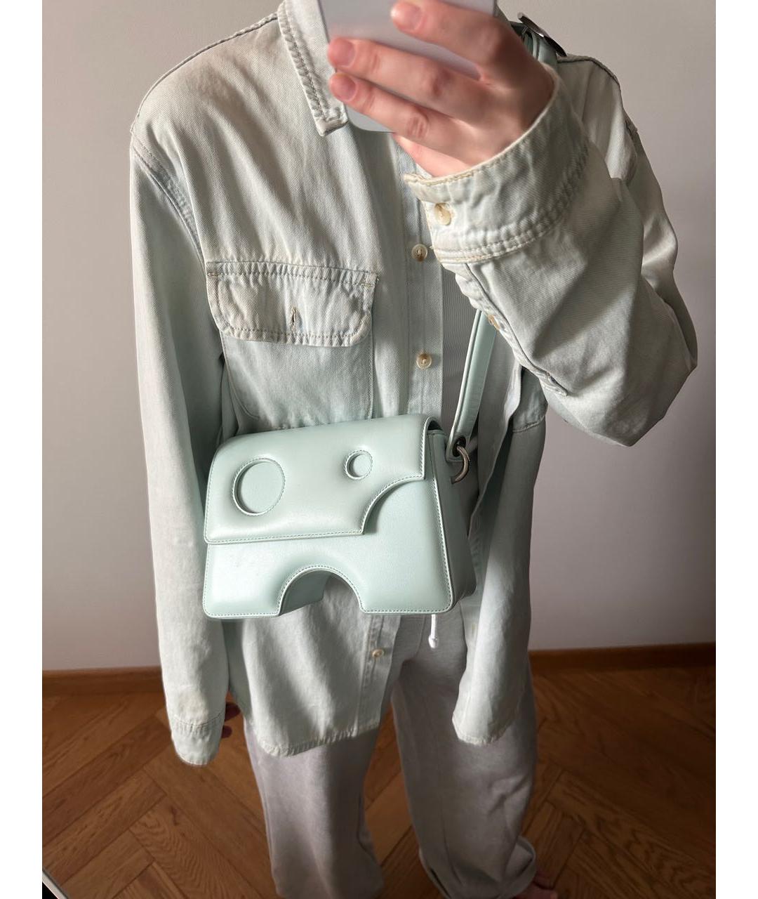 OFF-WHITE Голубая кожаная сумка через плечо, фото 7