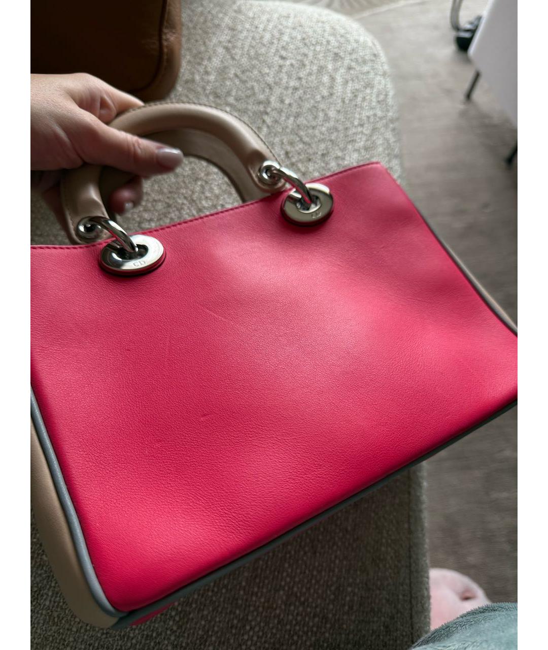 CHRISTIAN DIOR Розовая кожаная сумка через плечо, фото 6
