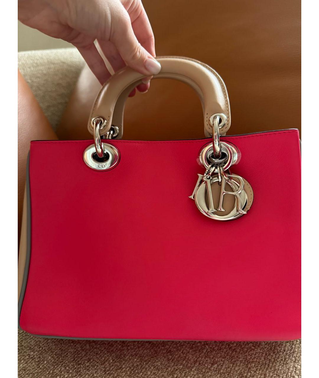 CHRISTIAN DIOR Розовая кожаная сумка через плечо, фото 3