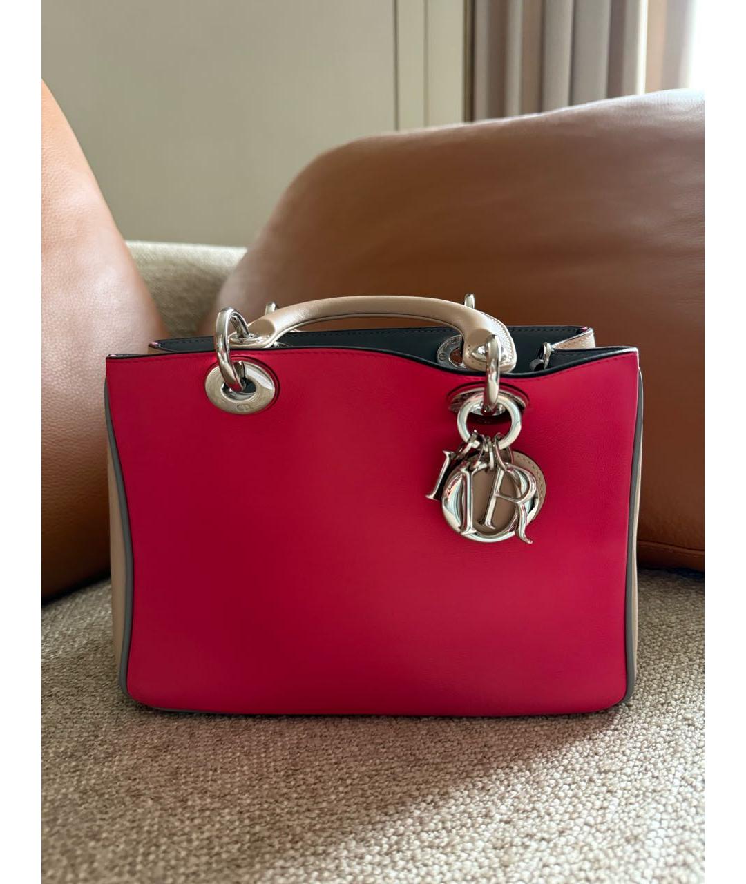 CHRISTIAN DIOR Розовая кожаная сумка через плечо, фото 8