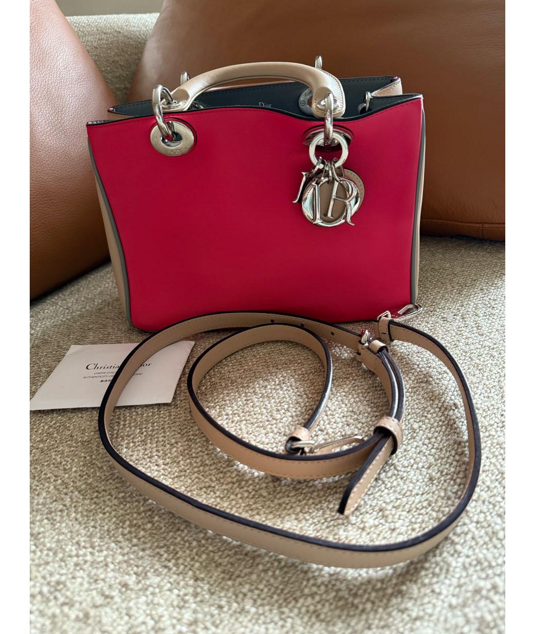 CHRISTIAN DIOR Розовая кожаная сумка через плечо, фото 2