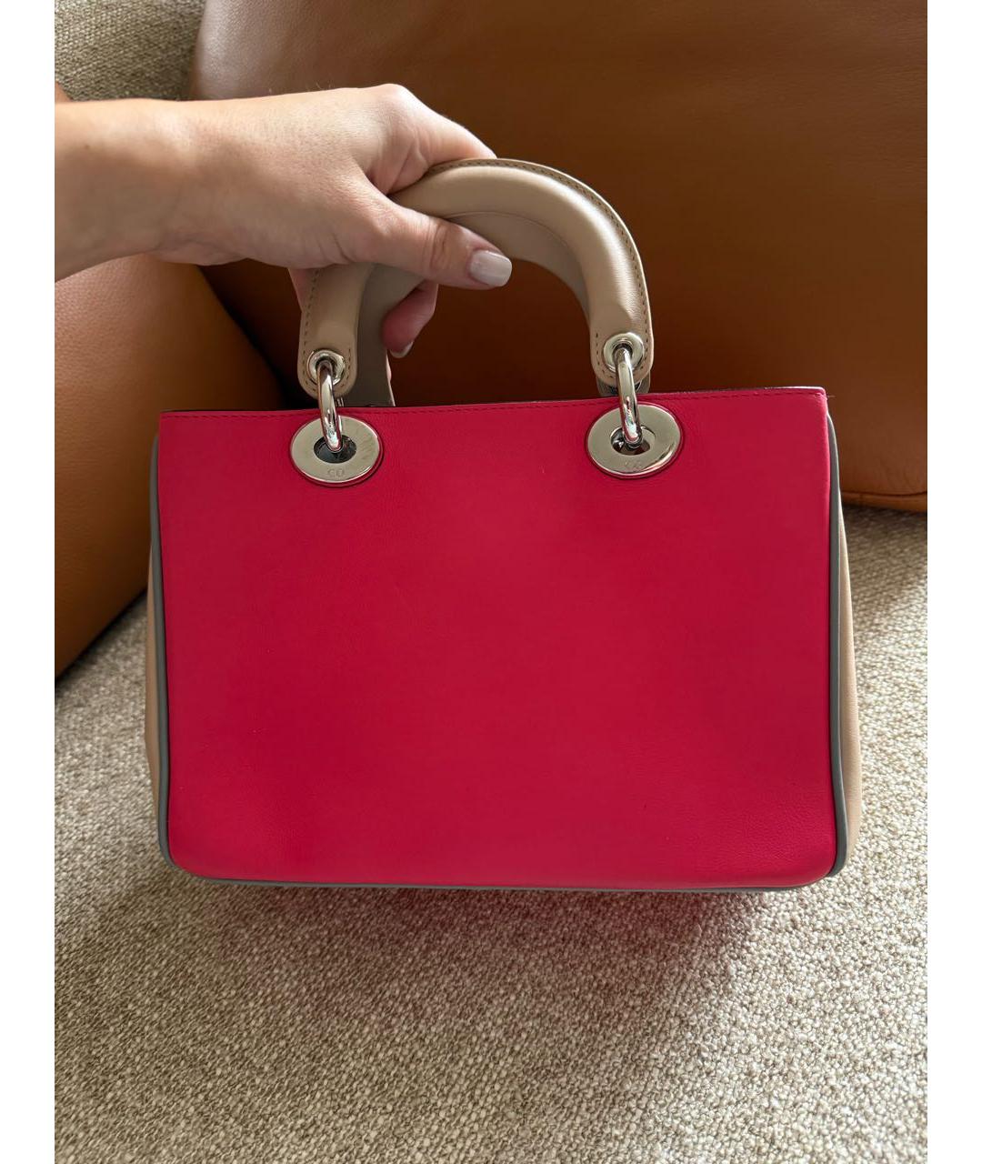 CHRISTIAN DIOR Розовая кожаная сумка через плечо, фото 5