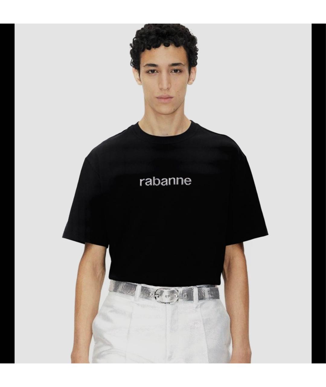 PACO RABANNE Черная хлопковая футболка, фото 2
