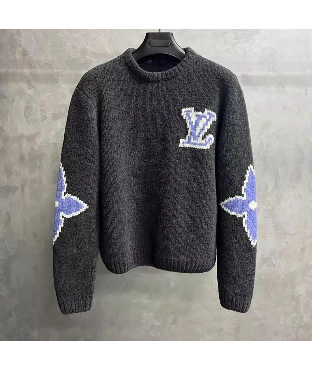 LOUIS VUITTON Антрацитовый шерстяной джемпер / свитер, фото 4
