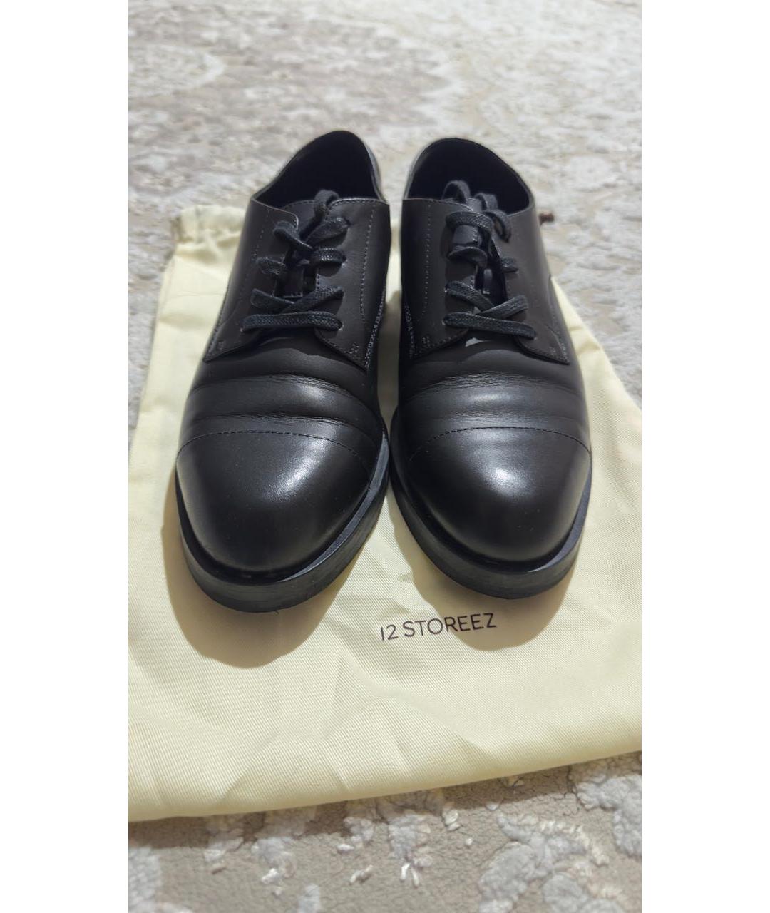 12 STOREEZ Черные кожаные брогги и оксфорды, фото 2