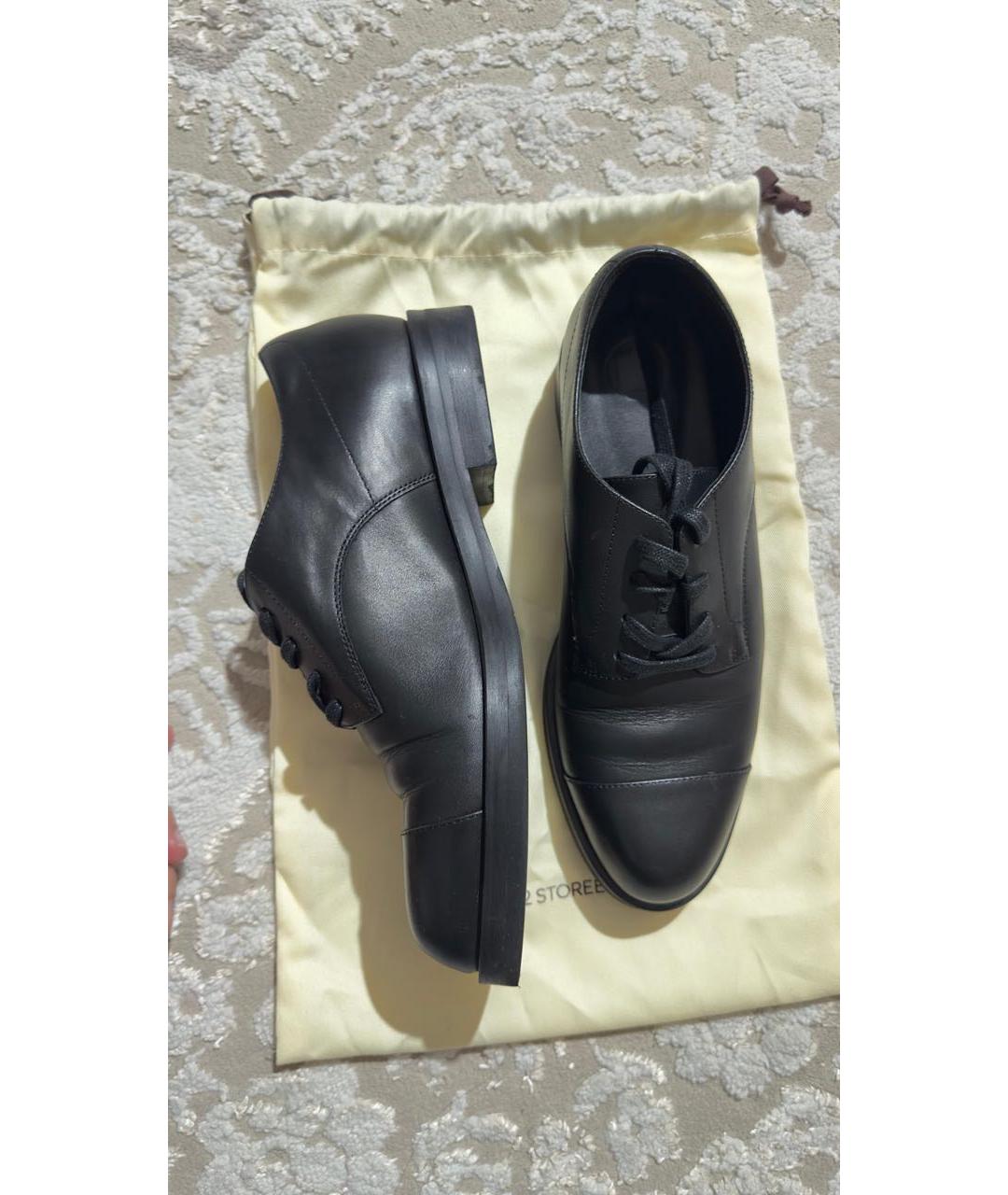 12 STOREEZ Черные кожаные брогги и оксфорды, фото 3