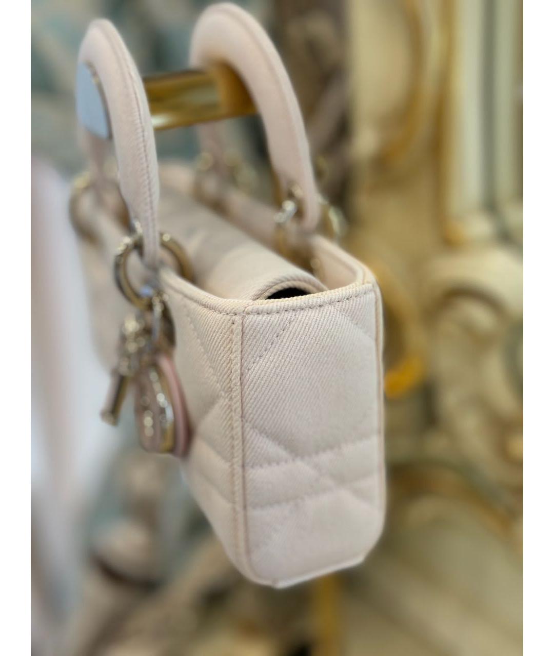 CHRISTIAN DIOR Розовая тканевая сумка с короткими ручками, фото 7