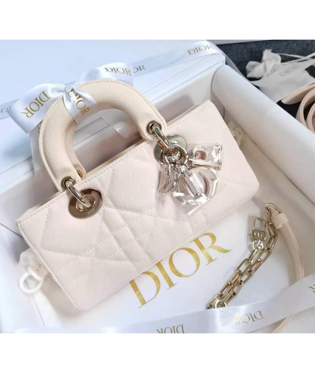 CHRISTIAN DIOR Розовая тканевая сумка с короткими ручками, фото 3