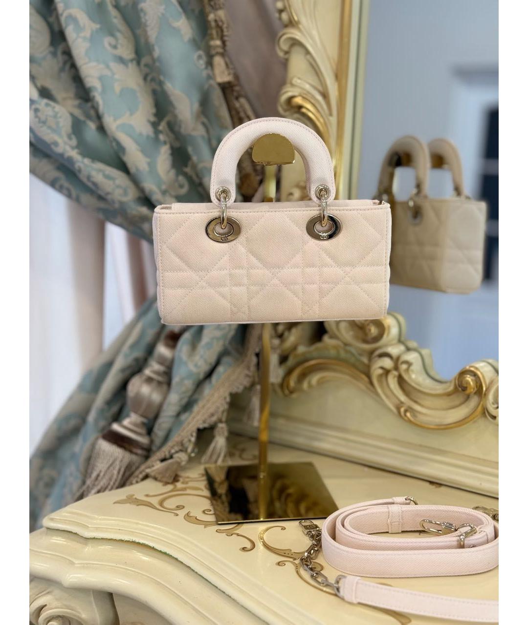 CHRISTIAN DIOR Розовая тканевая сумка с короткими ручками, фото 3