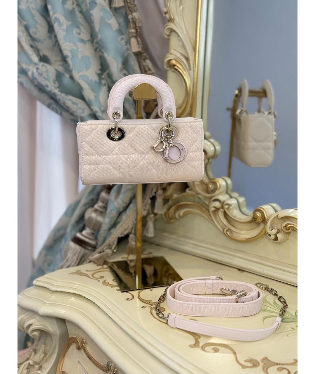 CHRISTIAN DIOR Розовая тканевая сумка с короткими ручками, фото 2