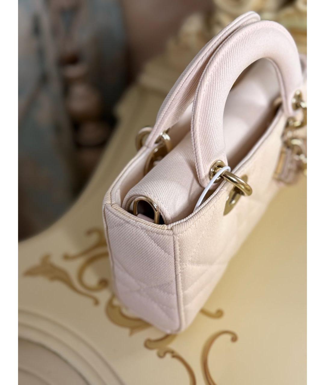 CHRISTIAN DIOR Розовая тканевая сумка с короткими ручками, фото 8