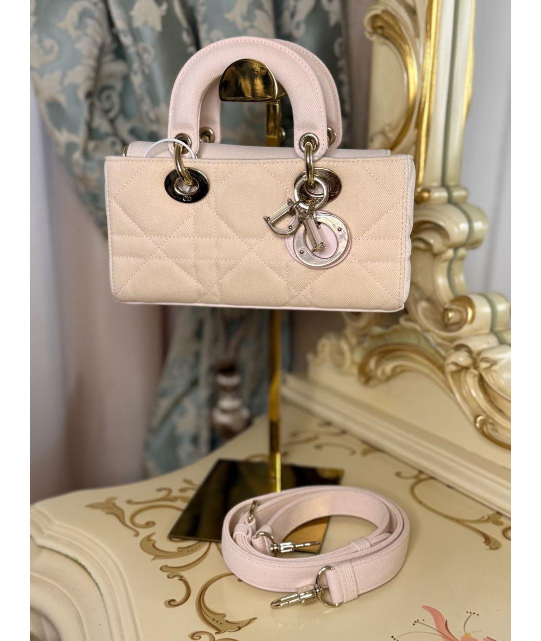 CHRISTIAN DIOR Розовая тканевая сумка с короткими ручками, фото 2