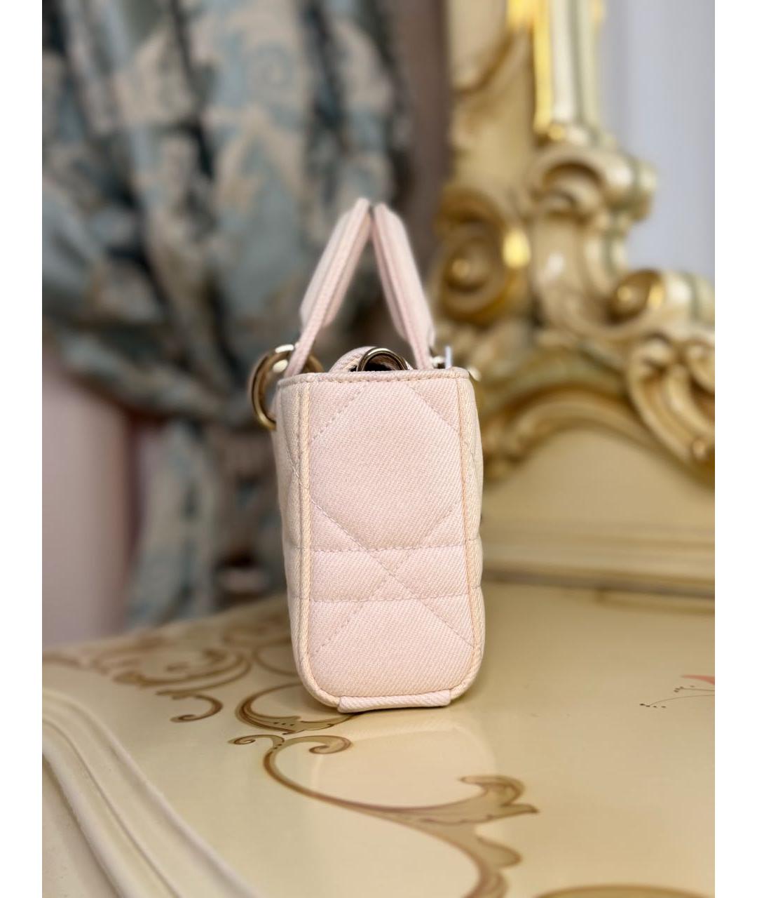 CHRISTIAN DIOR Розовая тканевая сумка с короткими ручками, фото 6