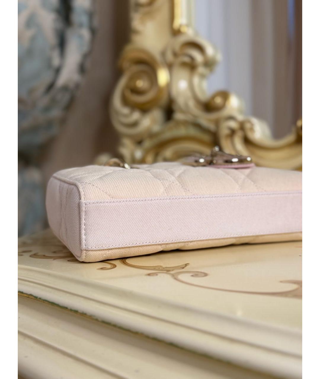 CHRISTIAN DIOR Розовая тканевая сумка с короткими ручками, фото 7