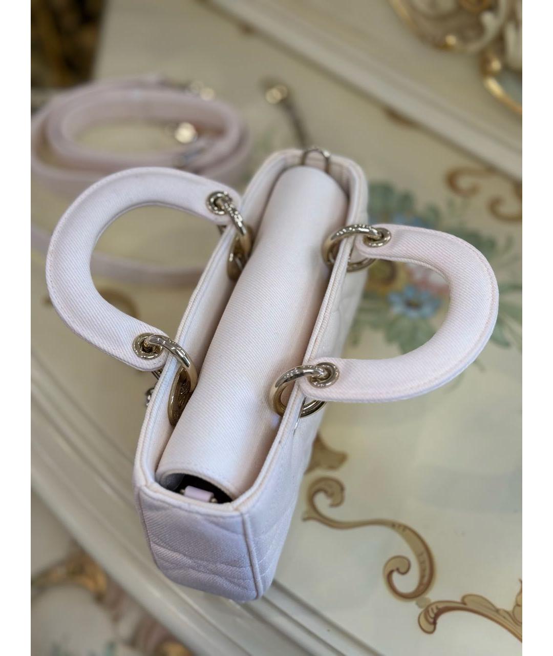 CHRISTIAN DIOR Розовая тканевая сумка с короткими ручками, фото 8
