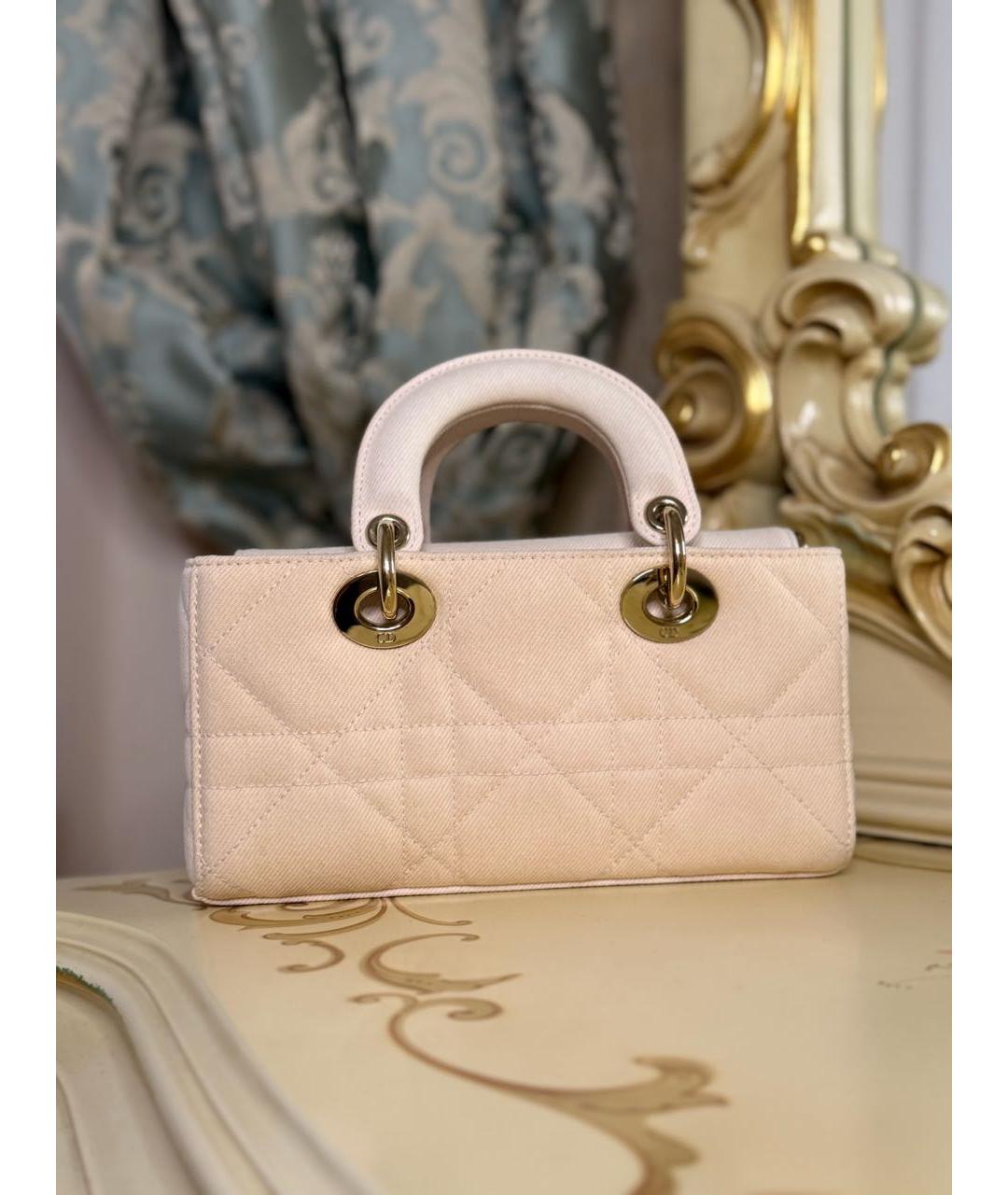 CHRISTIAN DIOR Розовая тканевая сумка с короткими ручками, фото 5