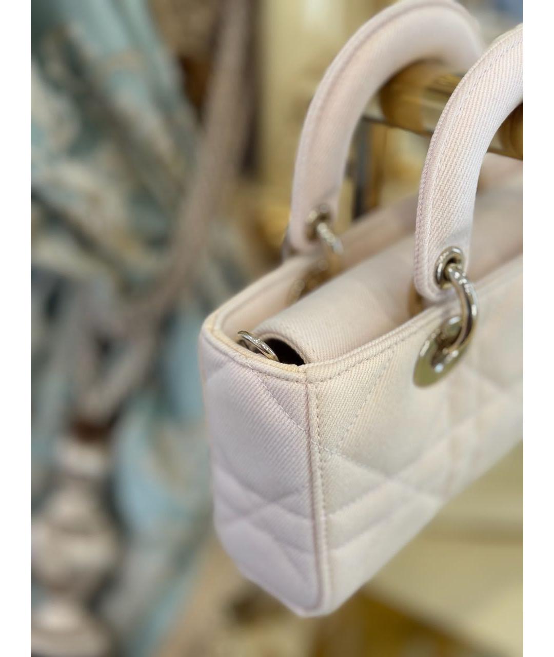 CHRISTIAN DIOR Розовая тканевая сумка с короткими ручками, фото 6